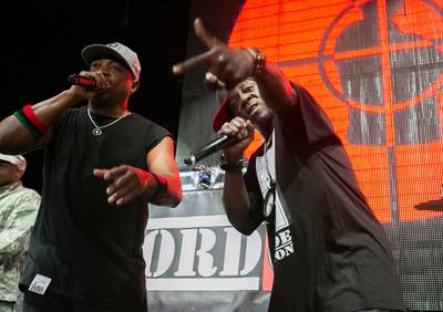 Still Fighting the Power - The revolution don't stop.&nbsp;Public Enemy members Chuck D and Flavor Flav joined forces with LL Cool J, De La Soul&nbsp;and Ice Cube for the Kings of the Mic tour.(Photo: Scott Legato/Getty Images)