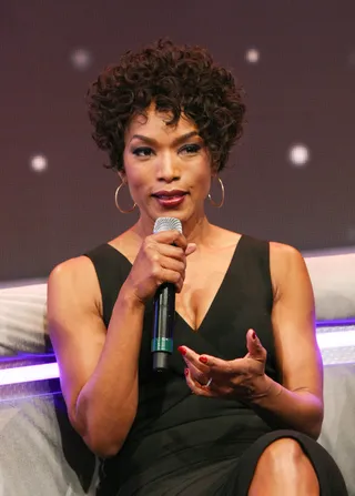 Bold Beauty - Actress Angela Bassett looks stunning on the 106 stage as she chats about her new role in the film &quot; Black Nativity.&quot; (Photo: Bennett Raglin/BET/Getty Images for BET)