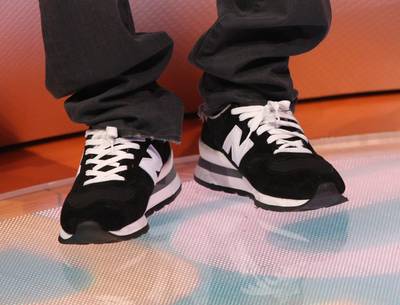All About Balance - Nas rocks some classic sneaks on 106.&nbsp;&nbsp;(Photo: Bennett Raglin/BET/Getty Images for BET)