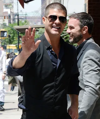 May 2014 – New Swag&nbsp; - This year, Robin Thicke continued to evolve, and his image was evidence. The "Get Her Back" singer is now rocking an even, low cut fade that will perhaps be the 'do and style he takes on for his eigth studio album.&nbsp;(Photo: Splash News)