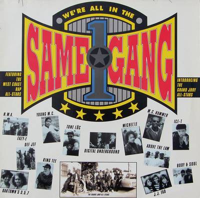 &quot;We're All in the Same Gang,&quot;&nbsp;West Coast Rap All-Stars - L.A.'s gang epidemic was at an all time high in the '90s as thousands of kids were lost yearly to the streets. Former O.G. Crip Michael Concepcion orchestrated a project with West Coast MCs coming together to promote peace and stop gang violence.Produced by Dr. Dre, &quot;We're All in the Same Gang&quot; featured Ice-T,&nbsp;Eazy-E,&nbsp;MC Ren, MC Hammer,&nbsp;Tone Loc, Young MC and J.J. Fadd, among others, and was released on May 16, 1990.(Photo: Warner Bros Records)