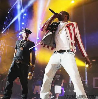 Meek Mill @meekmill - Meek Mill showed off his patriotic side at Summer Jam on Sunday after Nas invited him to join the stage. The Philly emcee shared this photo with the caption &quot;Permission from the O.G's&quot; to show his gratitude for the experience.   (Photo: Meek Mill via Instagram)