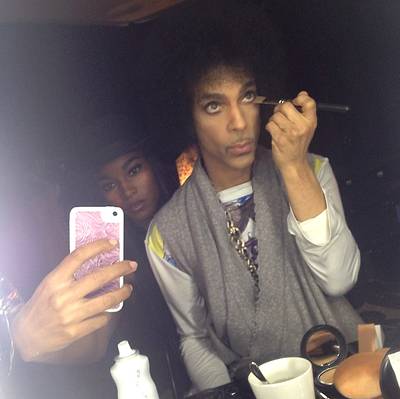Damaris Lewis @damarislewis - Model Damaris Lewis captured his royal purpleness&nbsp;Prince getting ready to take France earlier this week and stunted with the caption:  &quot;Selfies before the funk.&nbsp;#PrinceAndDamarisTakeParis&quot;  Still looking good,&nbsp;Prince, still looking good.&nbsp;   (Photo: Damaris Lewis via Instagram)