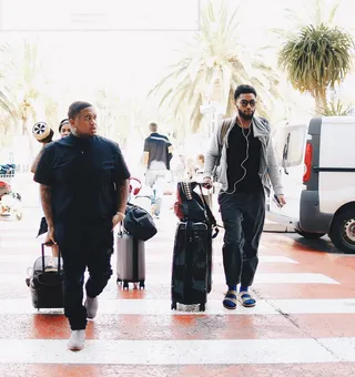 On the Way Back - "Show you how to do it, get money from off the floor / Travel around the world, the avenues I explore / I double up all my dollars and bulletproof all my doors." — "Been From the Gang"&nbsp;(Photo: DJ Mustard via Instagram)