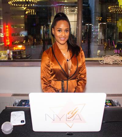 DJ Nyla - DJ Nyla flashes a smile while on&nbsp;the 1's an 2's at the Pynk Gala Awards! (Photo: Calvin Gayle @calvingproductions)