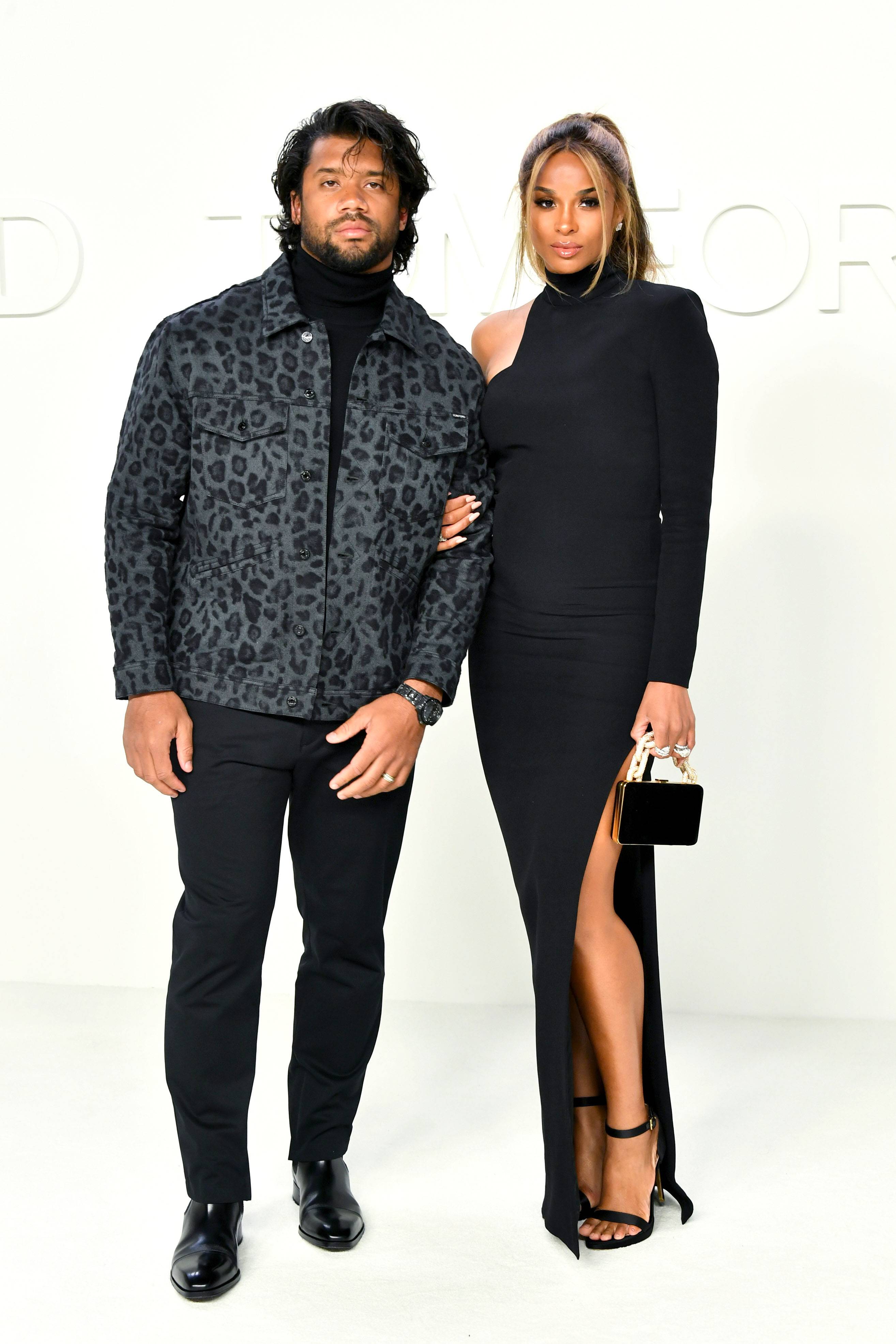 HOLLYWOOD, CALIFORNIA - FEBRUARY 07: (L-R) Russell Wilson and Ciara attend the Tom Ford AW20 Show at Milk Studios on February 07, 2020 in Hollywood, California. (Photo by Amy Sussman/Getty Images)