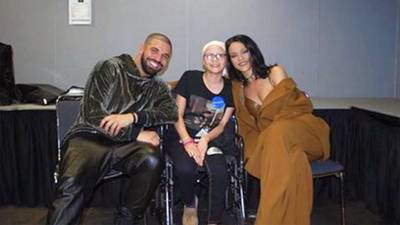 The Kindness Couple - Because Drake and Rihanna aren't adorable enough, they also have hearts of gold. They visited a girl who has cancer and between the girl's smile and outpouring love for Drake, Rihanna jumped in to take a photo with the darling Drake fan.&nbsp;(Photo: Megan via Instagram)