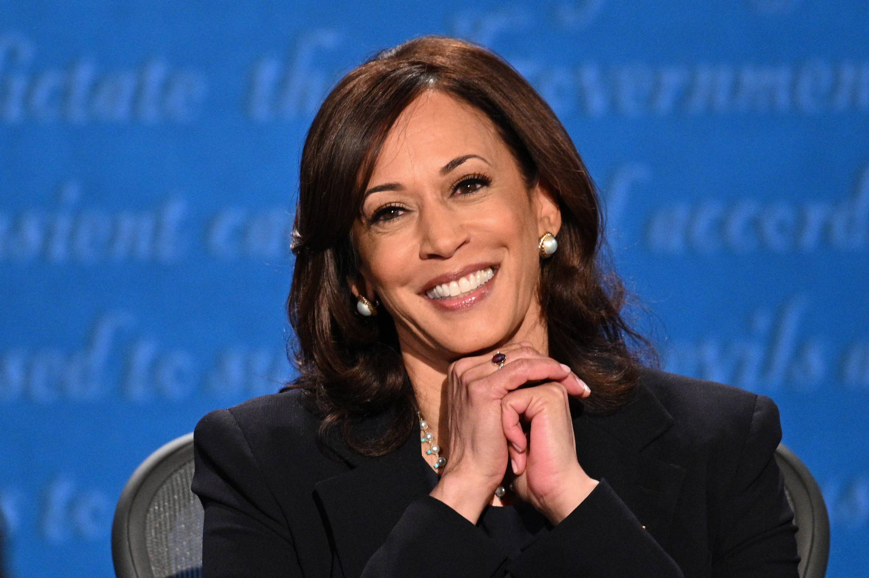 Madam VP Kamala Harris Dons A Beige Designer Suit And Flawless