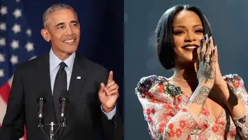 Barack Obama and Rihanna on BET Buzz 2020.