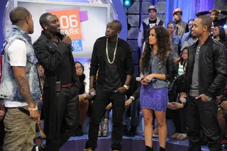 It's Konvict Live - Akon tells Rocsi and Terrence about his upcoming projects at BET's 106 &amp; Park.(Photo: John Ricard / BET)