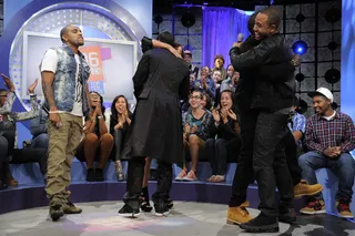 Let's Hug it Out - Brothers Akon and Bu Thiam greet Rocsi and Terrence J at BET's 106 &amp; Park.&nbsp;(Photo: John Ricard / BET)