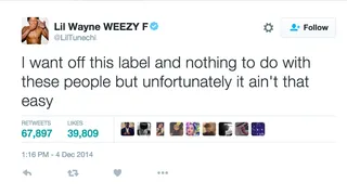 December 2014: Carter V Not Releasing, Lil Wayne Wants Out Of Cash Money&nbsp; - It was exactly like watching a live breakup (before the significant other had a chance to see it) on Twitter: Awkward and dramatic. Weezy told the world that Baby refuses to release Tha&nbsp;Carter V and calls himself a Cash Money prisoner. Will we ever get part five of Tha Carter series?