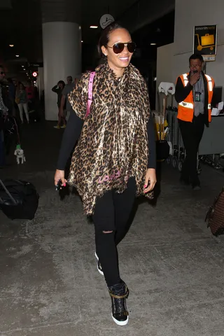 Evelyn Lozada spotted arriving at LAX Airport coming from Detroit.