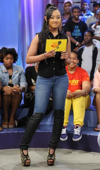 Leather Chaps - Cymphonique Miller at 106 &amp; Park, June 28, 2012. (Photo: John Ricard / BET)