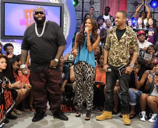 Ross Brings The Realness - Rick Ross with Rocsi Diaz and Terrence J at 106 &amp; Park, June 26, 2012. (Photo: John Ricard / BET)