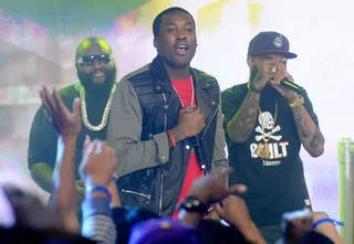 Bringing the Heat - Meek Mill, Rick Ross and Stalley perform at 106 &amp; Park, June 26, 2012. (Photo: John Ricard / BET)