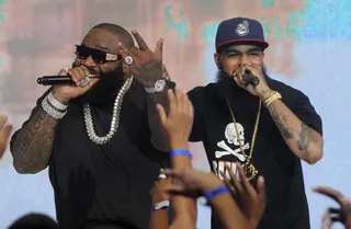 The Crew - Rick Ross and Stalley perform at 106 &amp; Park, June 26, 2012. (Photo: John Ricard / BET)