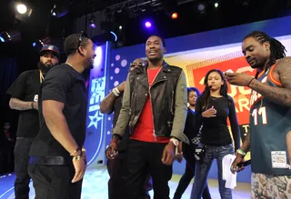 Getting Ready - Omarion and Meek Mill talk at 106 &amp; Park, June 26, 2012. (Photo: John Ricard / BET)
