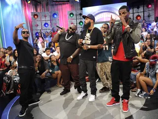 Stalley On Board - Omarion, Rick Ross, Stalley, Wale, Meek Mill of MMG at 106 &amp; Park, June 26, 2012. (Photo: John Ricard / BET)