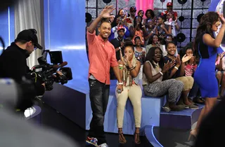 Showtime - Terrence J enters the set at 106 &amp; Park, June 25, 2012. (Photo: John Ricard / BET)