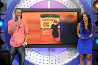 Excited For a New Release - Rocsi Diaz and Terrence J talk about the Blu Ray release of Sister Act at 106 &amp; Park, June 25, 2012. (Photo: John Ricard / BET)