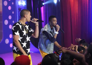 Performance Duo - Quincy and Kendre perform at 106 &amp; Park, June 25, 2012. (Photo: John Ricard / BET)