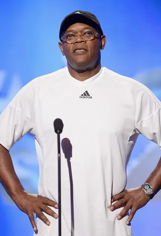 Host Samuel L. Jackson speaks onstage at day 3 of the 2012 BET Awards rehearsals held at The Shrine Auditorium on June 30, 2012 in Los Angeles, California. (Photo: Michael Buckner/Getty Images For BET)