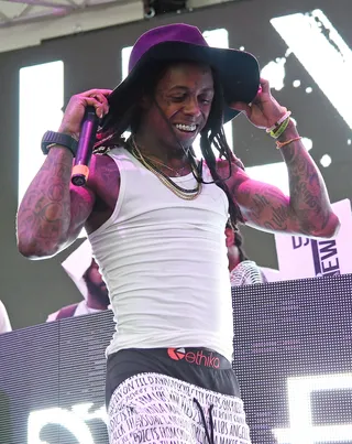 In Tune With Tunechi - Lil' Wayne is all smiles during his performance at Foxtail Pool at SLS Las Vegas.(Photo: Ethan Miller/Getty Images)