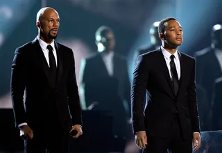 "Glory" Common and John Legend - For a film that's as moving as the Dr. Martin Luther King Jr. biopic Selma, you need equally affecting theme music. Enter "Glory." Common and John Legend's instant classic is up for Best Collaboration.(Photo: Kevork Djansezian/Getty Images)