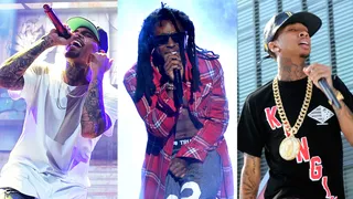 "Loyal" Chris Brown Featuring Lil Wayne and Tyga - You couldn't escape "Loyal" last year even if you wanted to (but why would you?). Chris Brown, Tyga, and Lil Wayne will be tough to beat in the Best Collaboration category.&nbsp;(Photos from left: Theo Wargo/Getty Images for Live Nation, Kevin Winter/Getty Images for BET, John Ricard/Getty Images for BET)