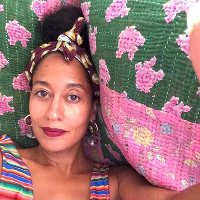 Tracee Ellis Ross @traceeellisross - The Black-ish actress looks so fresh-faced with just a swipe of ruby lipstick. Such a beauty!  (Photo: Tracee Ellis Ross via Instagram)
