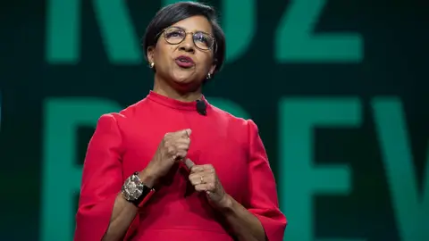 Starbucks Chief Operations Officer and Group President Rosalind "Roz" Brewer speaks at the Annual Meeting of Shareholders in Seattle, Washington on March 20, 2019. (Photo by Jason Redmond / AFP)        (Photo credit should read JASON REDMOND/AFP via Getty Images)