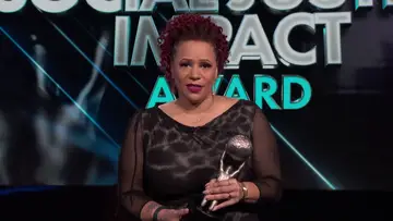 Nikole Hannah-Jones discusses her inspiration for the 1619 Project and why it's important to counter attempts to suppress American history while accepting the Social Justice Impact Award.