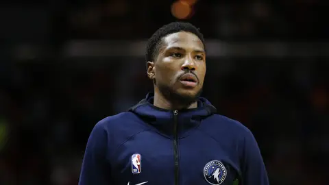MIAMI, FLORIDA - FEBRUARY 26:  Malik Beasley #5 of the Minnesota Timberwolves looks on against the Miami Heat during the second half at American Airlines Arena on February 26, 2020 in Miami, Florida. NOTE TO USER: User expressly acknowledges and agrees that, by downloading and/or using this photograph, user is consenting to the terms and conditions of the Getty Images License Agreement.  (Photo by Michael Reaves/Getty Images)