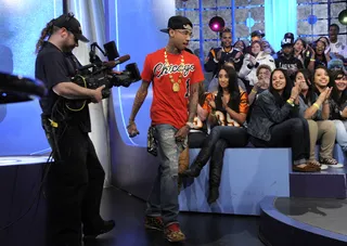 Here I come - Tyga takes the stage at 106 &amp; Park, April 30, 2012. (Photo: John Ricard / BET)