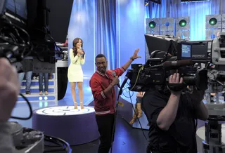 Whatever - Terrence J expresses his disappointment that Rocsi didn't invite him to help judge the cheerleader tryouts for the NY Jets, at 106 &amp; Park, April 30, 2012.&nbsp; (Photo: John Ricard / BET)