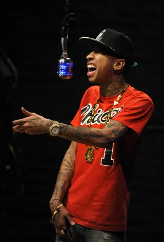 Tyga - Tyga's slinky verse on the remix to Drake's "The Motto," also featuring Lil Wayne, earned him nominations for Reese’s Perfect Combo Award (Best Collabo) and Best Club Banger.  (Photo: John Ricard / BET)