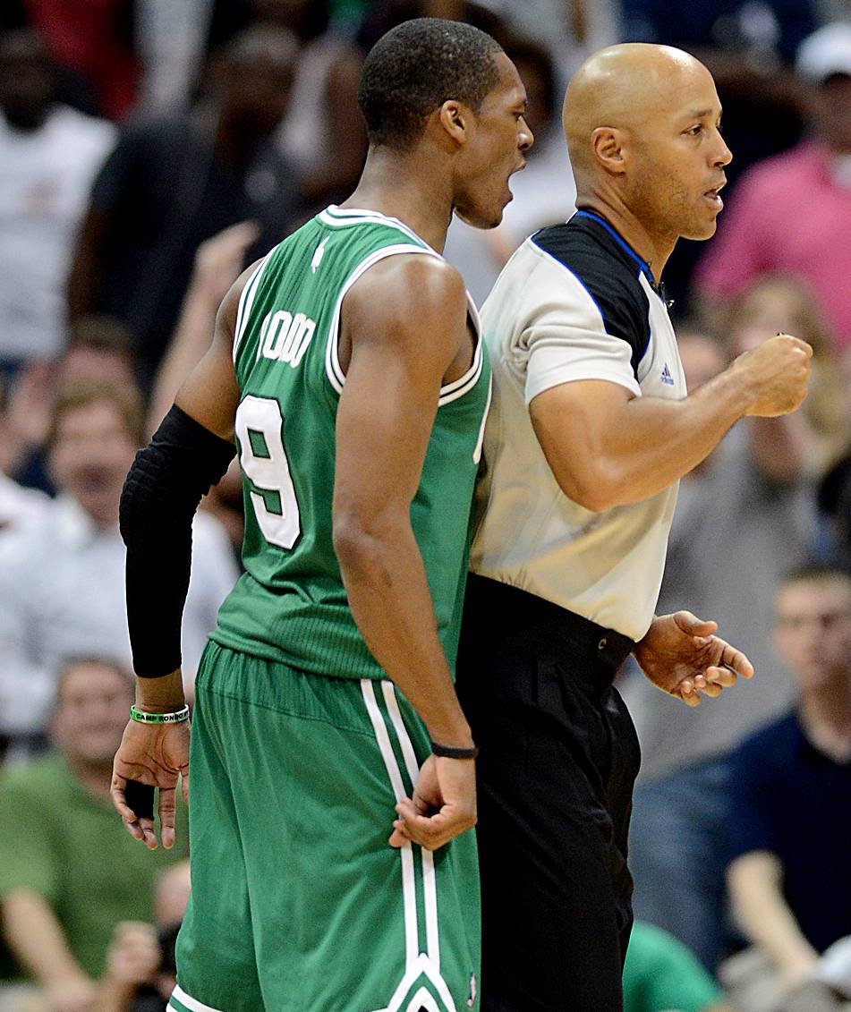 Rajon Rondo Gets Rough - After a disappointing 83-74 loss&nbsp;to the Atlanta Hawks Sunday night, the Boston Celtics are facing another letdown ahead of their second NBA&nbsp;playoff series game as star point guard Rajon Rondo&nbsp;has been suspended for his rough run-in with an official. Although Rondo claims the chest-bump was unintentional, he was ejected from Sunday’s game over the move and was slapped with a one-game suspension without pay.&nbsp;\r\r(Photo: EPA/ERIK S. LESSER/Landov)