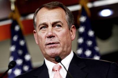 John Boehner - &quot;The American people probably aren't going to fall in love with Mitt Romney,&quot; said House Speaker John Boehner at a June fundraiser.   (Photo: AP Photo/Jacquelyn Martin)