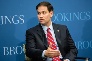 Marco Rubio - “I left the last page of my speech. Does anyone have my last page?” asked Sen. Marco Rubio (R-Florida) during a major foreign policy speech delivered at the Brookings Institute.(Photo: Brendan Hoffman/Getty Images)