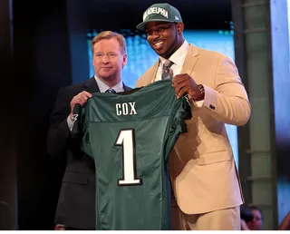 No. 12 - Mississippi State defensive tackle Fletcher Cox was selected as the 12th overall pick by the Philadelphia Eagles.(Photo: Sean O'Kane/BET)