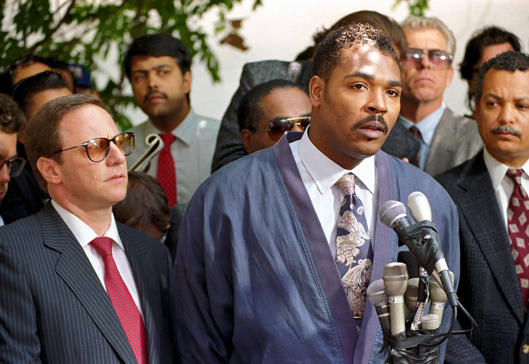 “Can’t We All Get Along” - After nearly three straight days of violence, on May 1, 1992, King appeared in a recorded interview and stated, &quot;People, I just want to say … can we all get along?&quot; Broadcast on local and national news programs around the country, the statement would come to define the riots and King’s public image for the moment.   (Photo: REUTERS/Lou Dematteis)