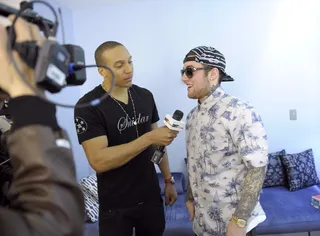 Lets Get It - Tony Anderson of bet.com interviews Mac Miller before the show in the green room at 106 &amp; Park, April 26, 2012. (Photo: John Ricard / BET)