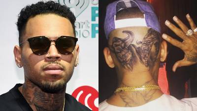 Tattoos That Make You Say Hmmm... - It's fair to say Chris Brown is addicted to ink. For his latest tattoo, the R&amp;B heartthrob got a picture of the Greek statue Venus de Milo sketched onto the back of his skull.Tattoo artist King Rico unveiled his most recent tat and posted it on IG stating,&nbsp;&quot;Just on the homie&nbsp;@chrisbrownofficial. It was a pleasure to tatt the new King of Pop and watch him put together another record in front of me. Dude is a genius. Blessed and Thankful.&quot;But Breezy's not the only one with a head-scraching tat. Check out these other celebrities with ink that makes you wonder... did they think? --Michael Harris (@IceBlueVA)(Photos from left: Ethan Miller/Getty Images for iHeartMedia, Chris Brown via Instagram)