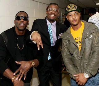 ATLiens - Rappers T.I., Rich Homie Quan, and Young Dro chum it like the Atlanta natives that they are.&nbsp;(Photo: Bennett Raglin/BET/Getty Images for BET Networks)