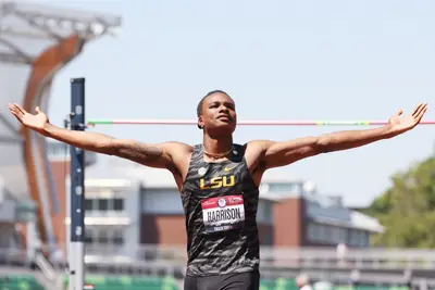 JuVaughn Harrison - JuVaughn Harrison has already accomplished a rare feat. In the Olympic trials he cleared&nbsp;7’7.75” in the high jump and&nbsp;27’9.50” in the long jump on the same day. With the double qualification, he&nbsp;becomes the first man in U.S. history since Jim Thorpe (1912) to represent Team USA in both the long jump and high jump at the Olympics. Also an LSU Tiger, Harrison has won six NCAA titles, more than anyone else from the school. (Photo by Andy Lyons/Getty Images) Photo by Andy Lyons/Getty Images