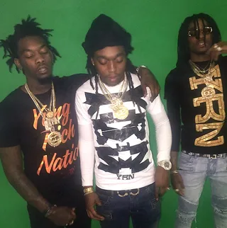 'Versace' - "You know that I’m livin'/I’m draped up in gold, but no pharaoh/Rockin' handcuffs, that’s Ferragamo."  (Photo: Migos via Instagram)