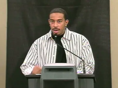 Ludacris - At the Morehouse event for his foundation, Luda takes the podium and speaks to the young kids.