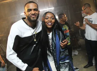 When It's All Said and Done - The two MCs had to go into beast mode for the cypher, but once it was all done, they hugged.  &nbsp;(Photo: Bennett Raglin/BET/Getty Images for BET)