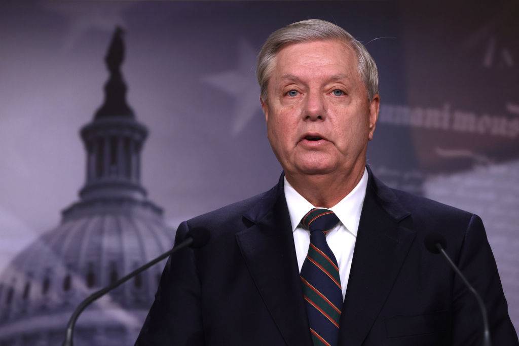WASHINGTON, DC - JANUARY 07:  U.S. Sen. Lindsey Graham (R-SC) speaks during a news conference at the U.S. Capitol January 7, 2021 in Washington, DC. Sen. Graham condemned the pro-Trump mobâs action of storming the Capitol the day before.  (Photo by Alex Wong/Getty Images)